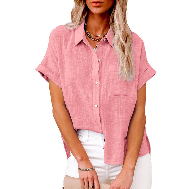 Summer Cotton-Linen Short Sleeve Shirt