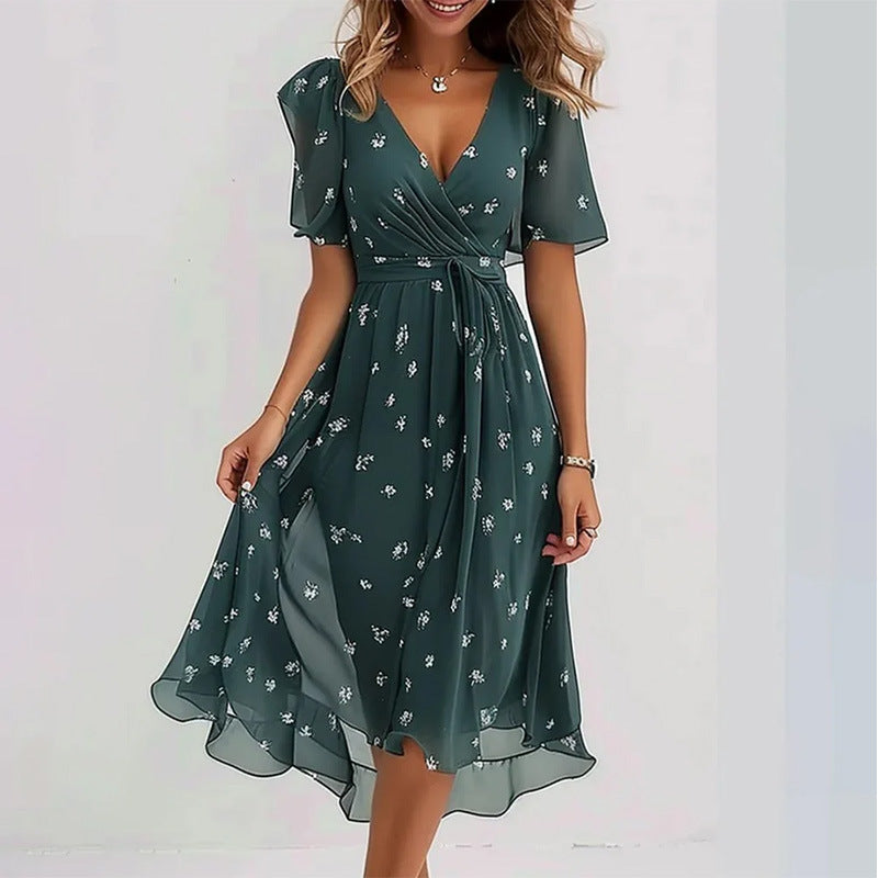 Floral Printed V-Neck Summer Dress