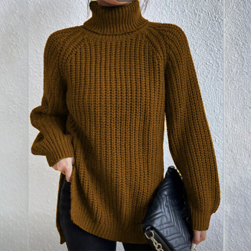 Turtleneck Split-Design Pullover