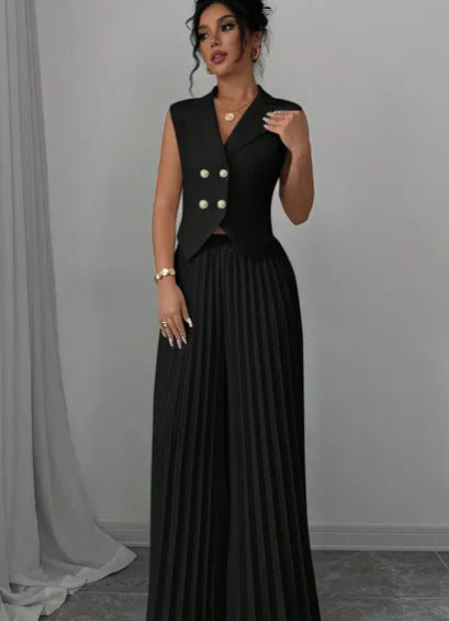 Summer Sleeveless Suit & Pleated Pants Set