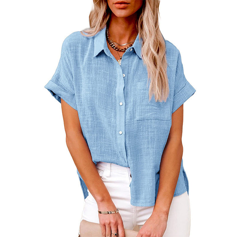 Summer Cotton-Linen Short Sleeve Shirt