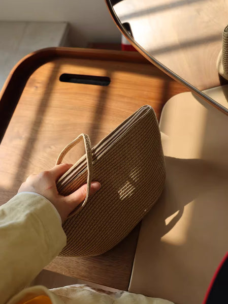 Portable Summer Straw Cosmetic Bag