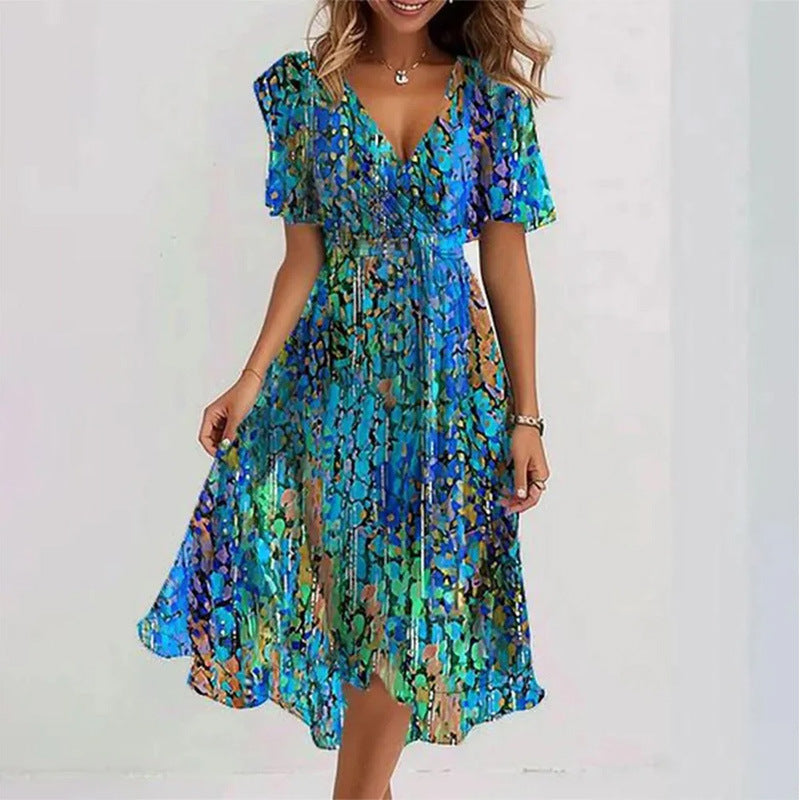 Floral Printed V-Neck Summer Dress