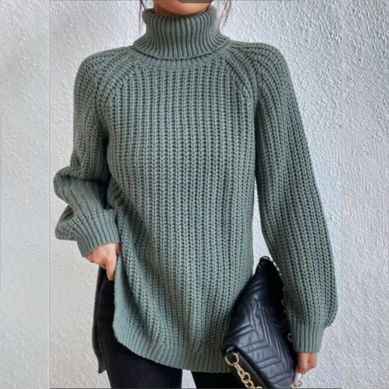 Turtleneck Split-Design Pullover