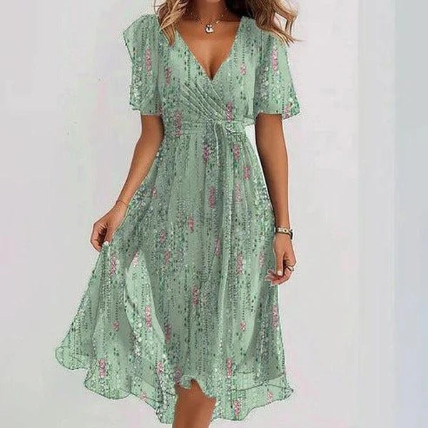 Floral Printed V-Neck Summer Dress