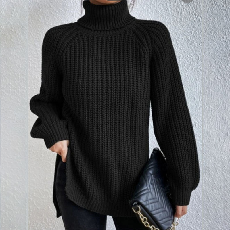 Turtleneck Split-Design Pullover