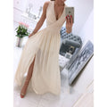 V-Neck Front Split Summer Maxi Dress