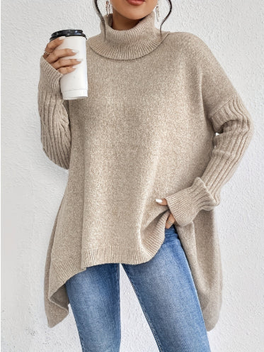 Irregular Turtleneck Knitted Sweater