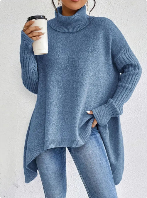 Irregular Turtleneck Knitted Sweater