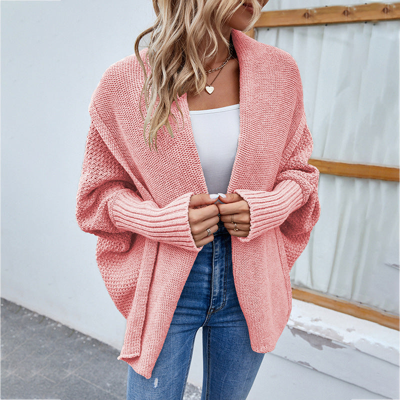 Bat-Sleeve Large Lapel Cardigan