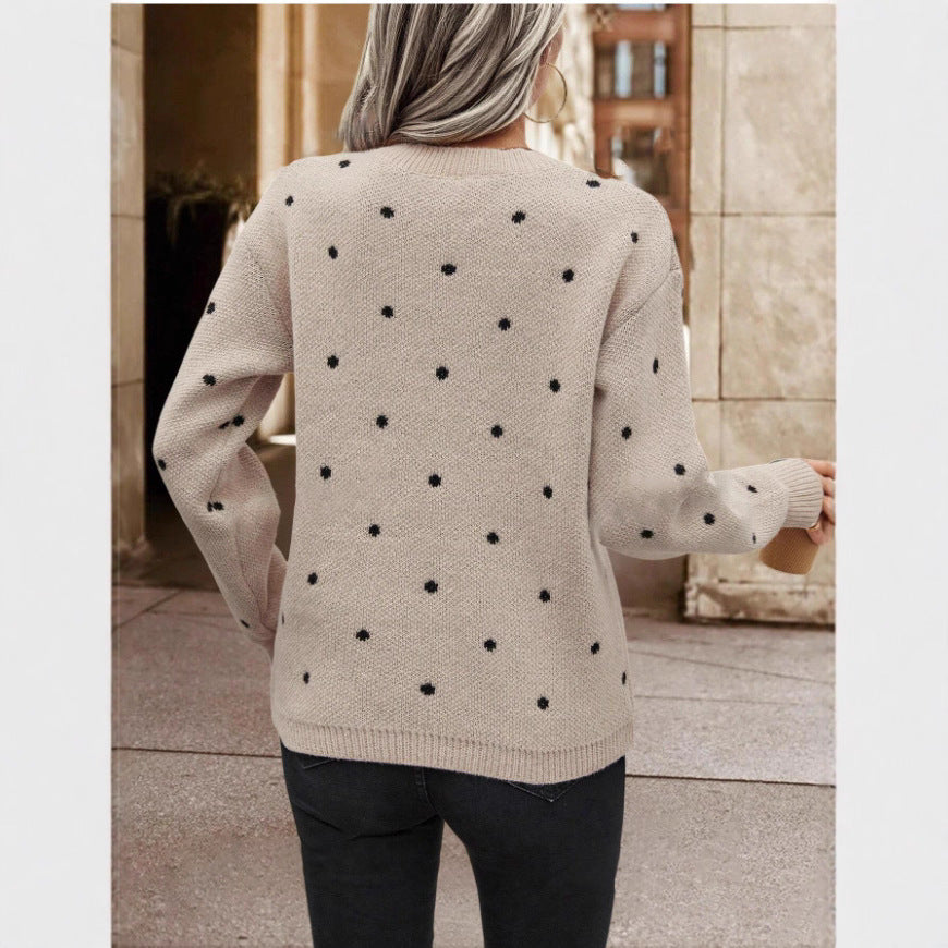 Polka Dot Print Pullover Sweater