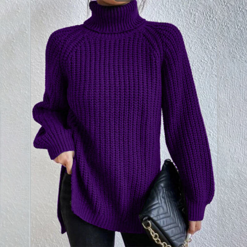 Turtleneck Split-Design Pullover