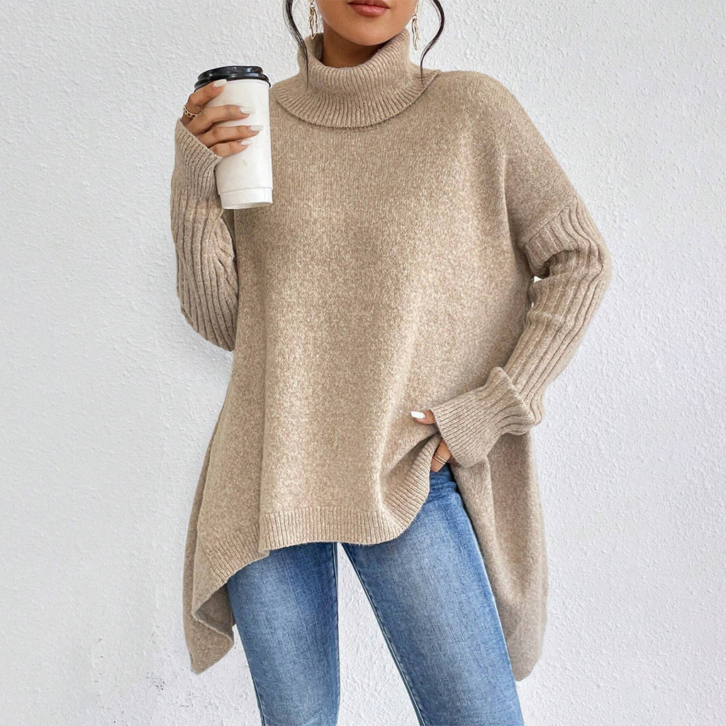 Irregular Turtleneck Knitted Sweater