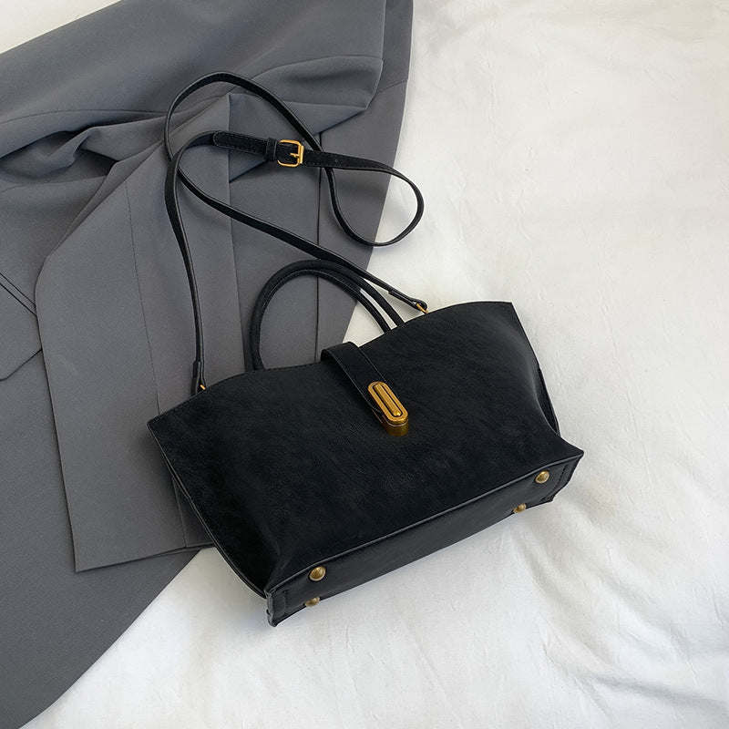 Retro Minimalist Suede-Style Tote Bag
