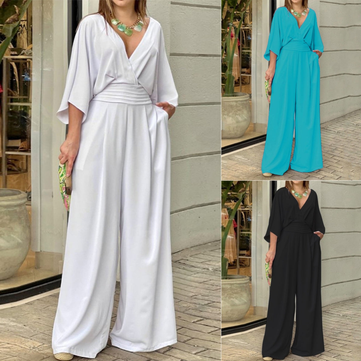 Trendy Solid Color Street Casual Jumpsuit Suit