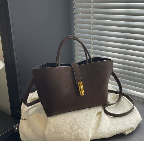 Retro Minimalist Suede-Style Tote Bag