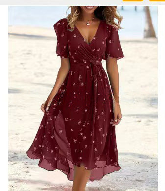 Floral Printed V-Neck Summer Dress