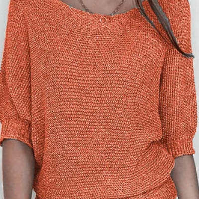 Three-Quarter Sleeve Pullover Sweater