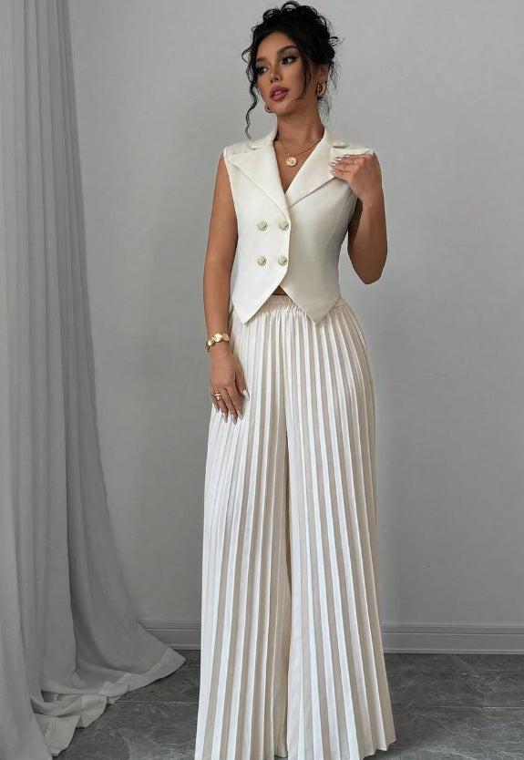 Summer Sleeveless Suit & Pleated Pants Set