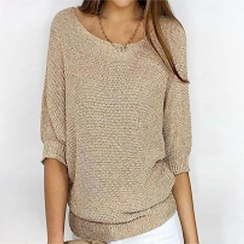 Three-Quarter Sleeve Pullover Sweater