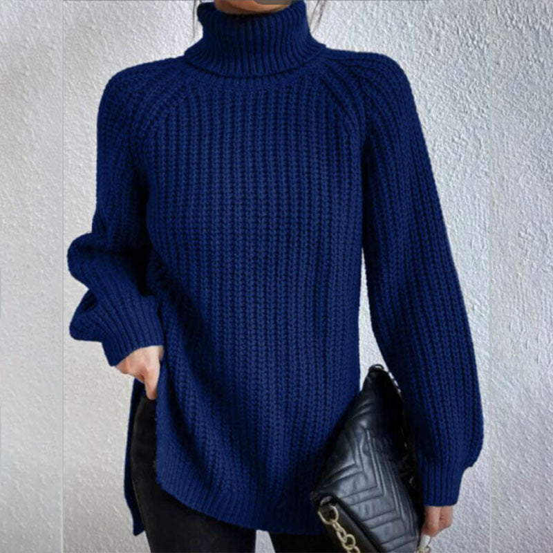 Turtleneck Split-Design Pullover