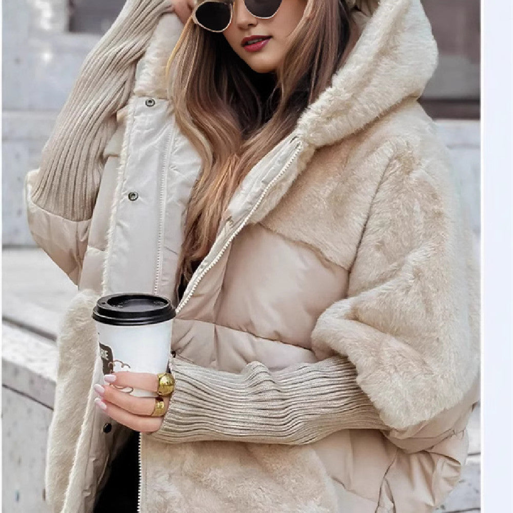 Loose Faux Fur Patchwork Winter Coat