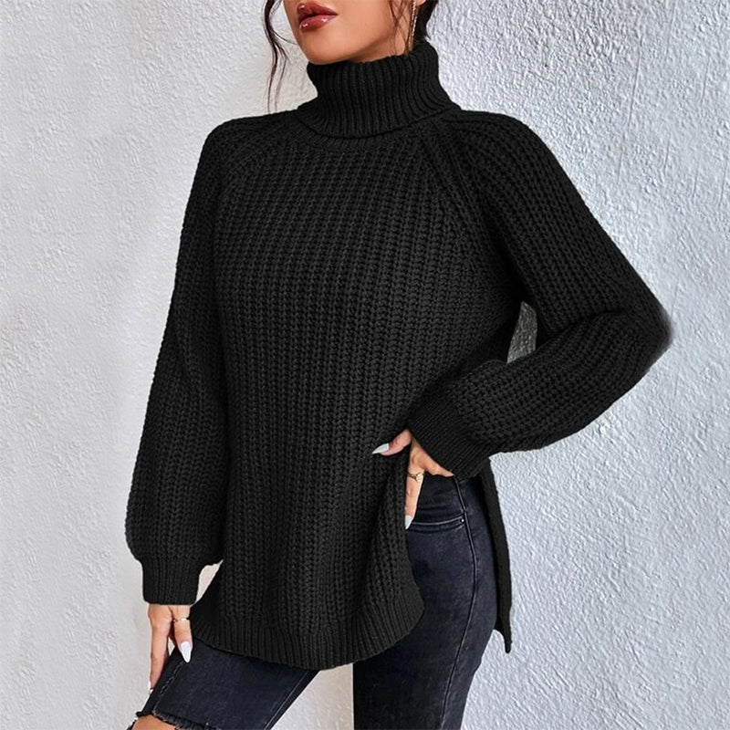 Turtleneck Split-Design Pullover