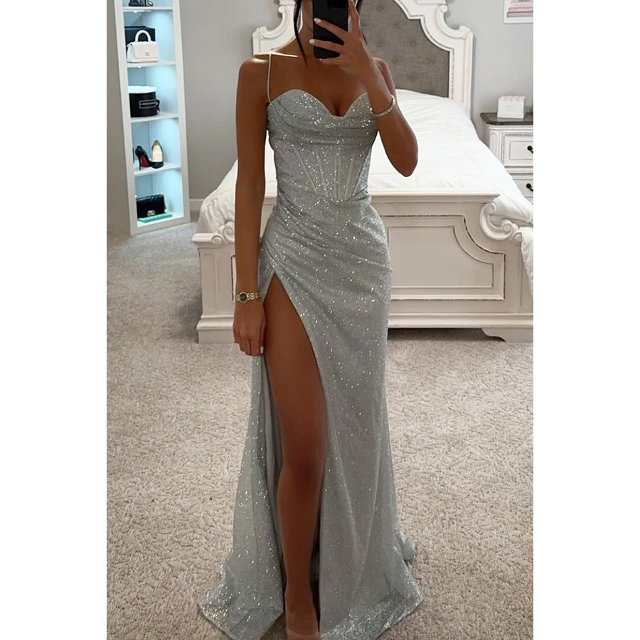 Slim V-Neck Evening Party Dress