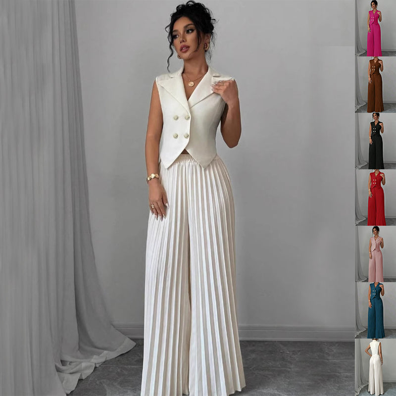 Summer Sleeveless Suit & Pleated Pants Set