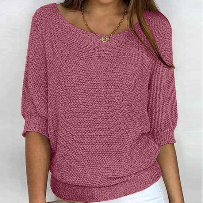 Three-Quarter Sleeve Pullover Sweater