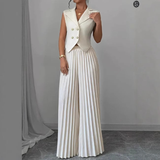 Summer Sleeveless Suit & Pleated Pants Set