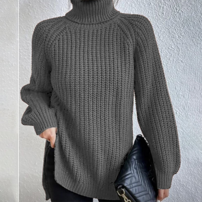 Turtleneck Split-Design Pullover
