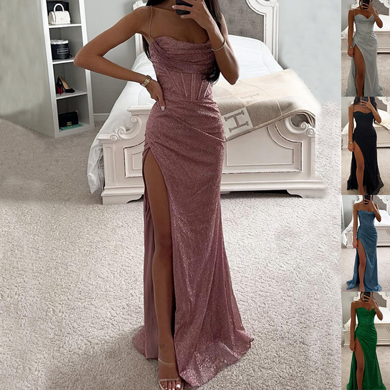 Slim V-Neck Evening Party Dress