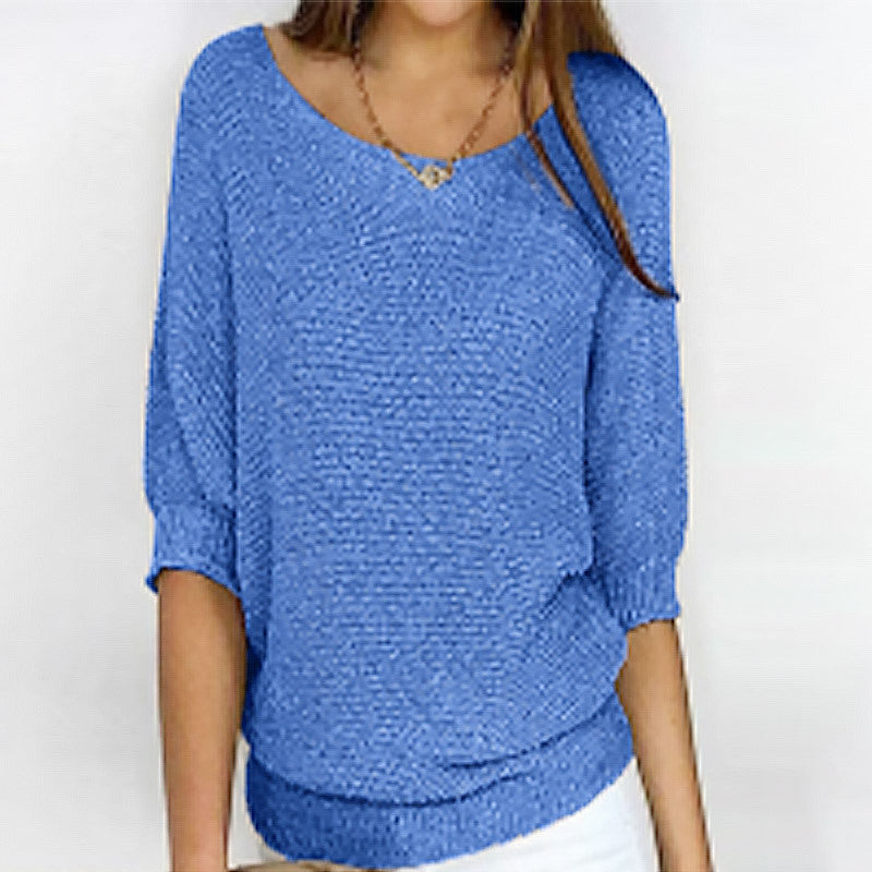 Three-Quarter Sleeve Pullover Sweater