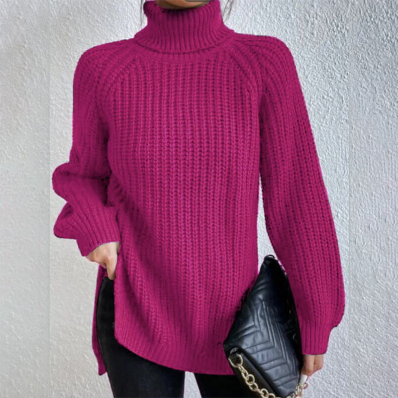 Turtleneck Split-Design Pullover