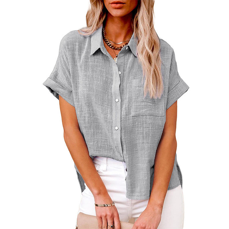 Summer Cotton-Linen Short Sleeve Shirt