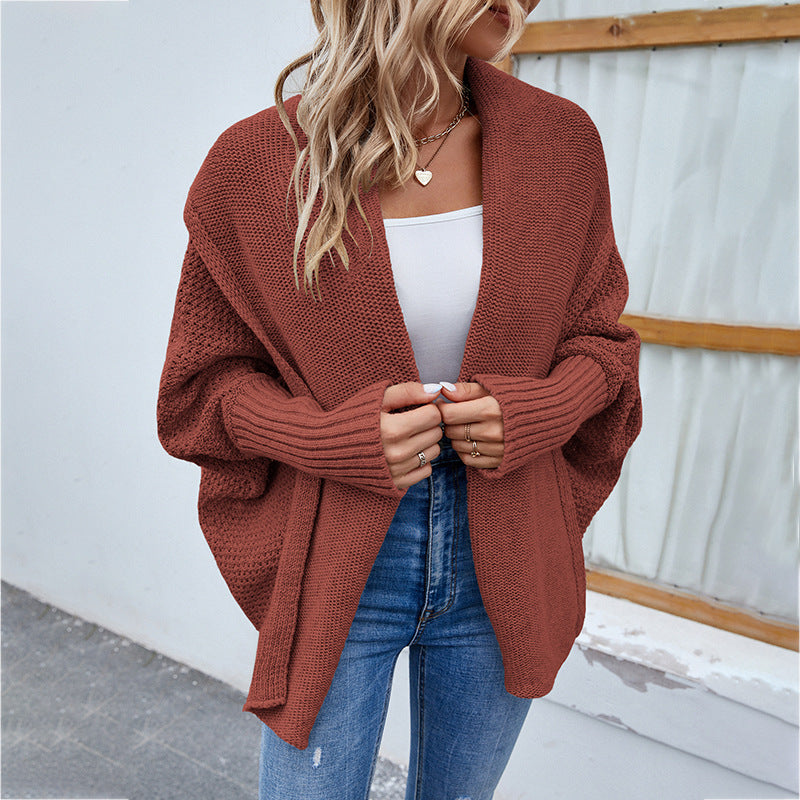 Bat-Sleeve Large Lapel Cardigan
