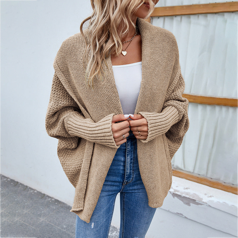 Bat-Sleeve Large Lapel Cardigan