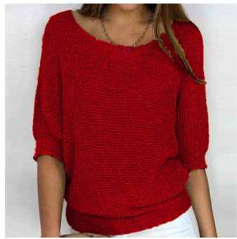 Three-Quarter Sleeve Pullover Sweater