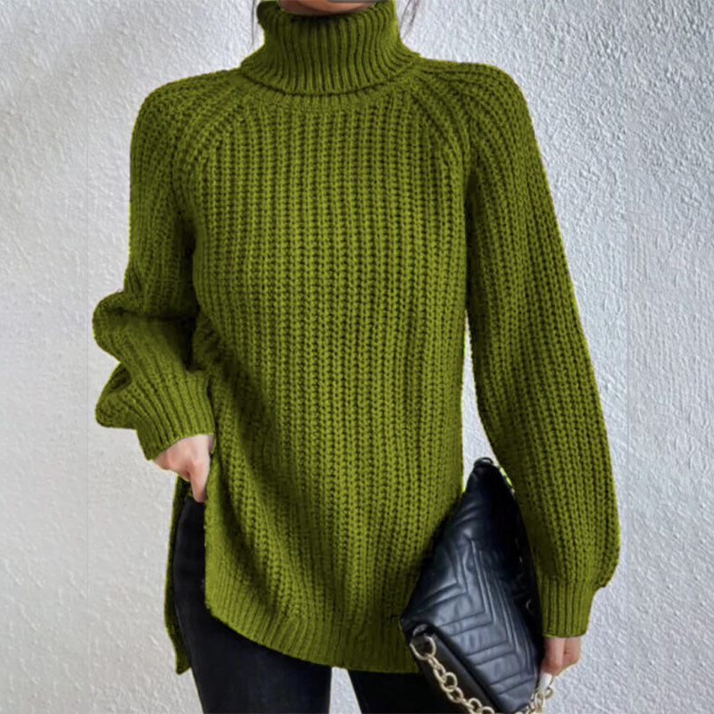 Turtleneck Split-Design Pullover