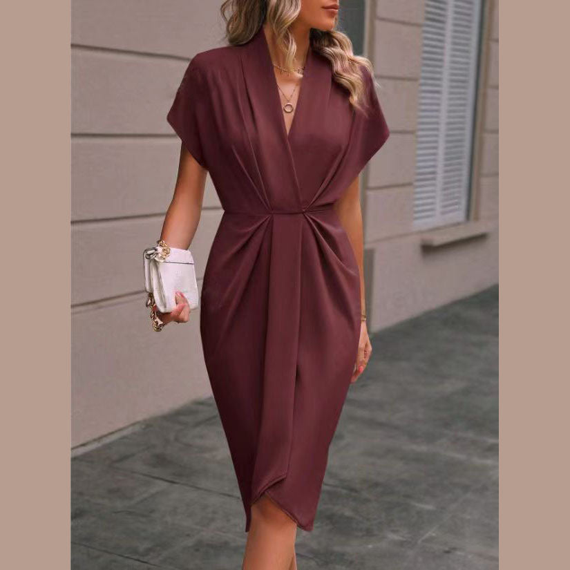 Summer Batwing-Style Pleated Dress