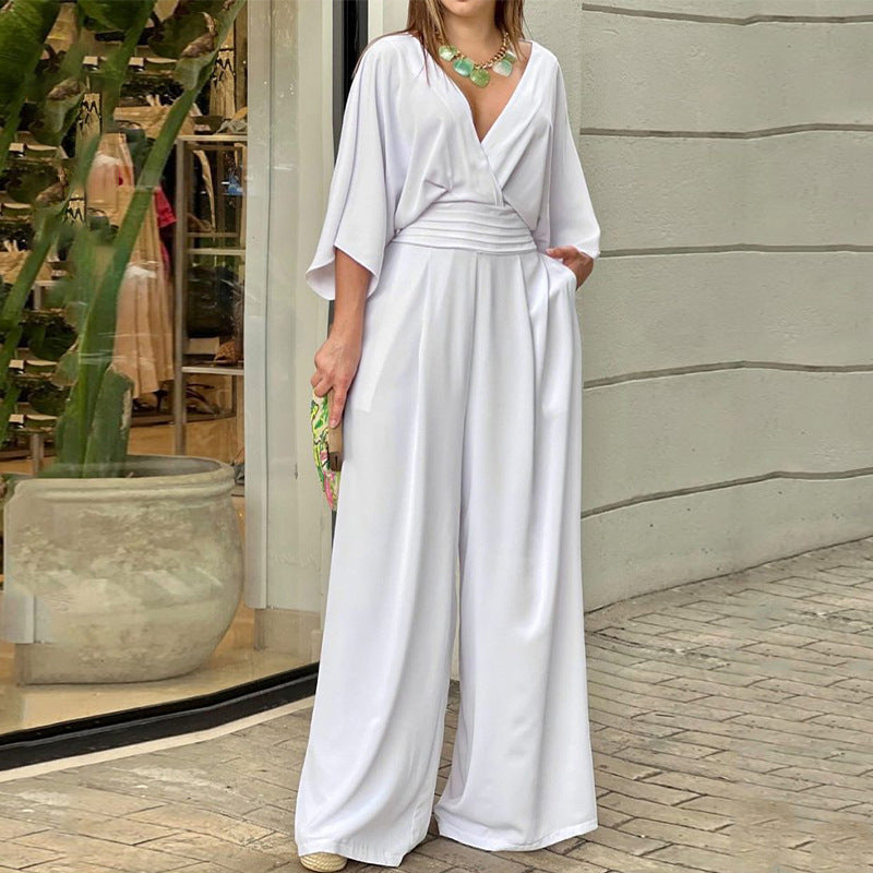 Trendy Solid Color Street Casual Jumpsuit Suit