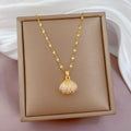 Shell Pearl & Zircon Rhinestone Necklace