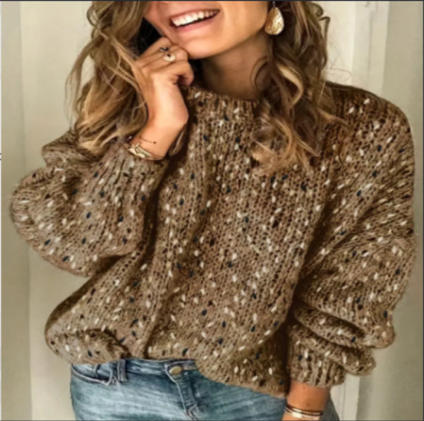 Polka Dot Pullover Knitted Sweater