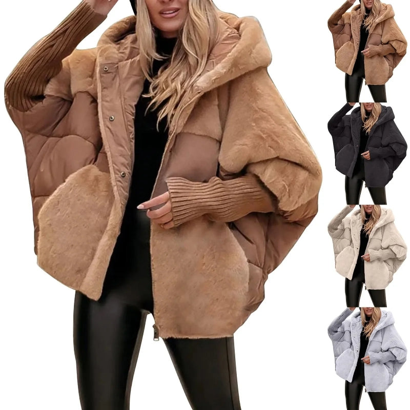 Loose Faux Fur Patchwork Winter Coat