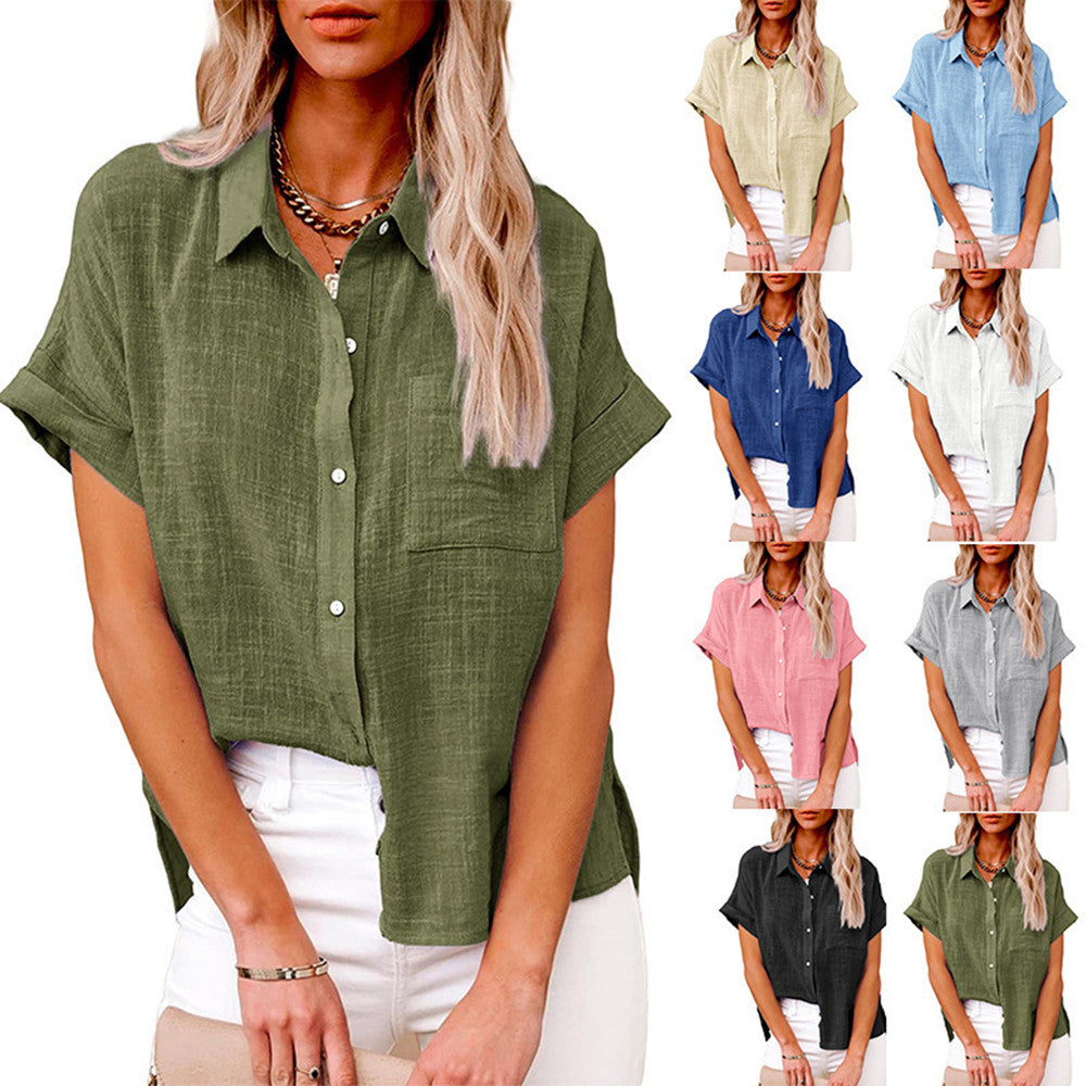 Summer Cotton-Linen Short Sleeve Shirt