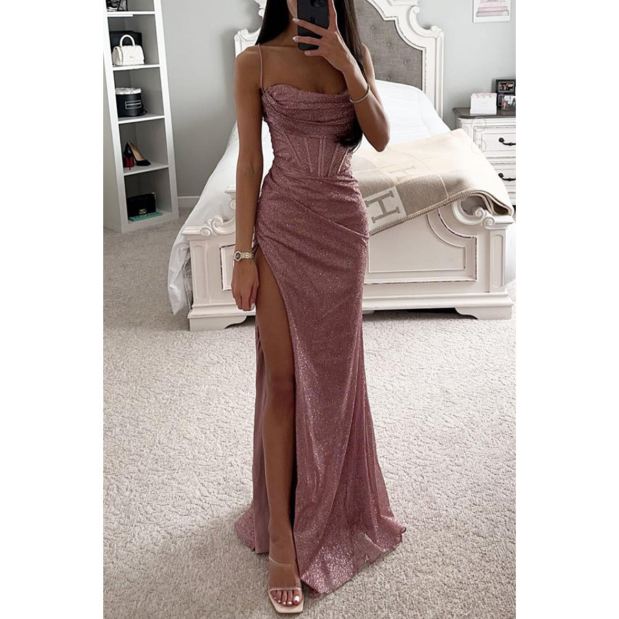 Slim V-Neck Evening Party Dress