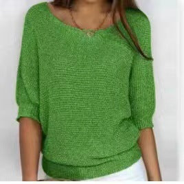 Three-Quarter Sleeve Pullover Sweater