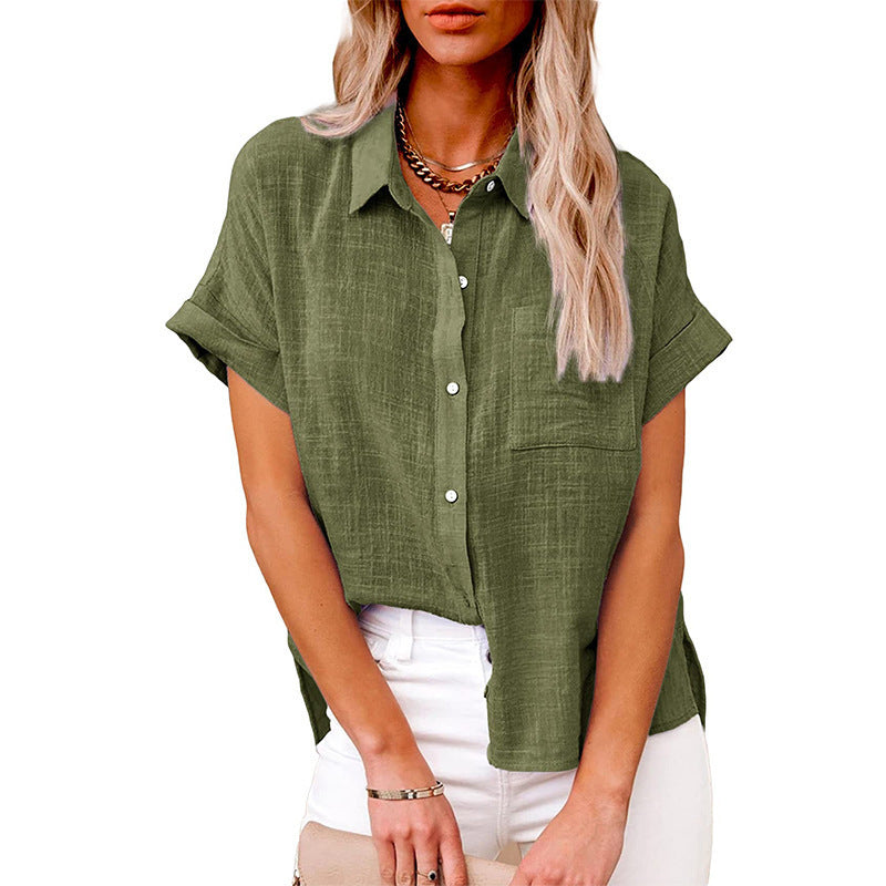 Summer Cotton-Linen Short Sleeve Shirt