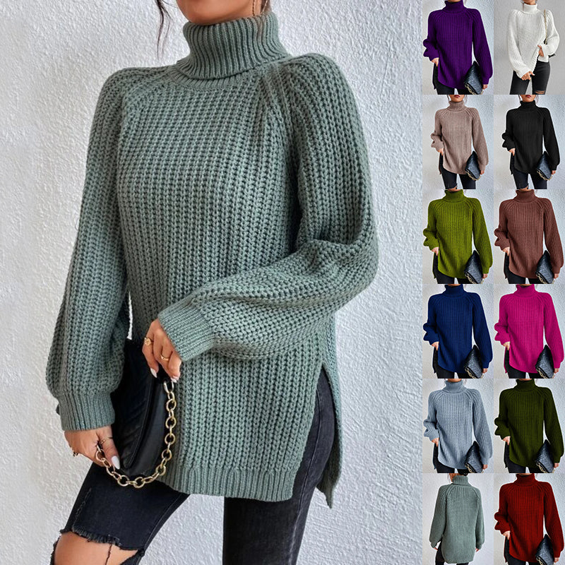 Turtleneck Split-Design Pullover